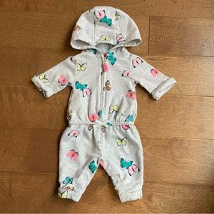 3/$10 CARTERS Baby girl butterfly romper nb